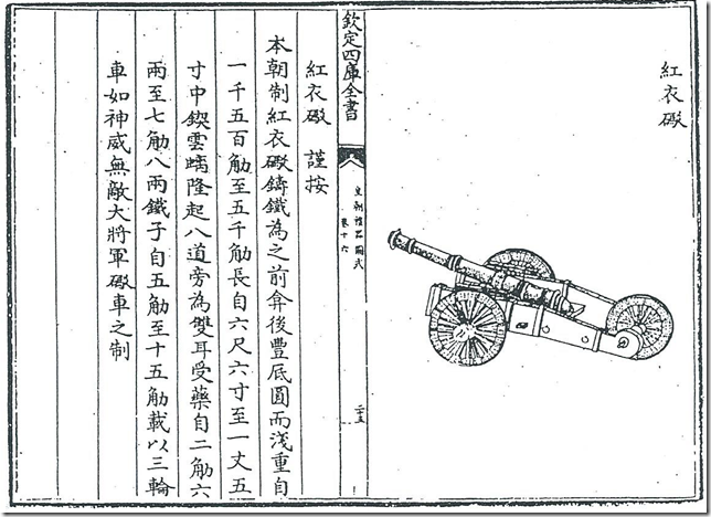 図1 紅夷砲(紅衣砲)(『皇朝禮器圖式』巻十六、武備) 図1 紅夷砲(紅衣砲)(『皇朝禮器圖式』巻十六、武備)